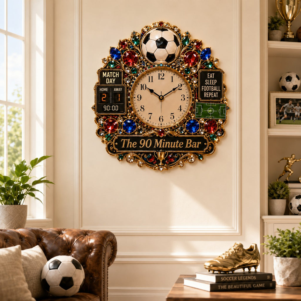 Soccer pub Custom Name Wall Clock — personalized with a custom name