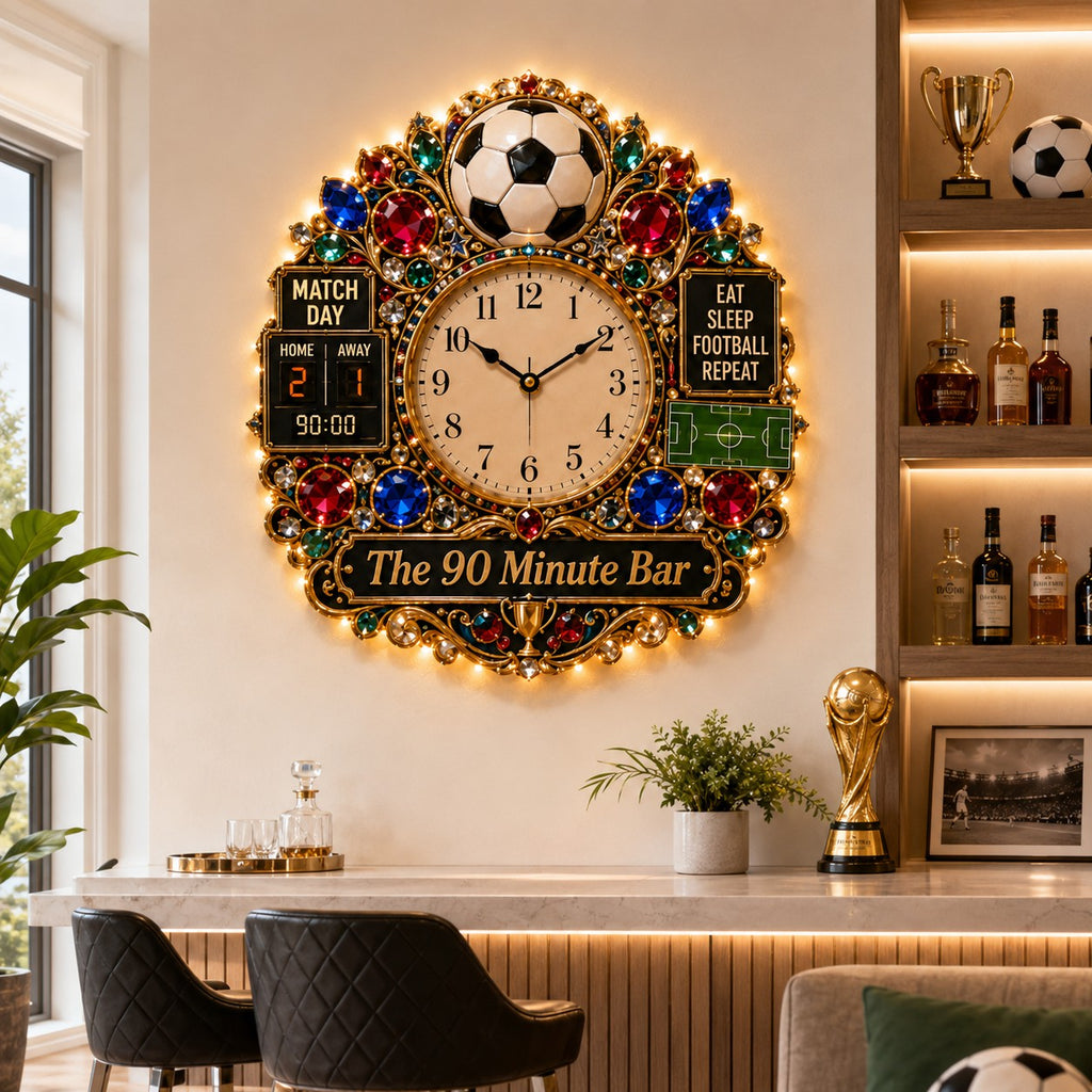 Soccer pub Custom Name Wall Clock — personalized with a custom name