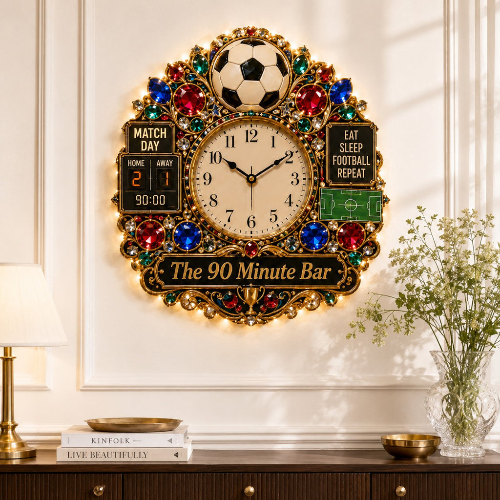 Soccer pub Custom Name Wall Clock — personalized with a custom name