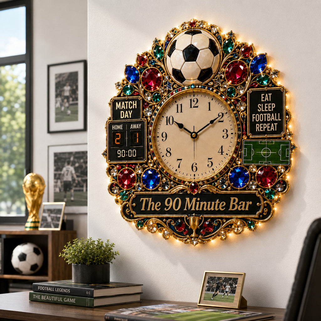 Soccer pub Custom Name Wall Clock — personalized with a custom name