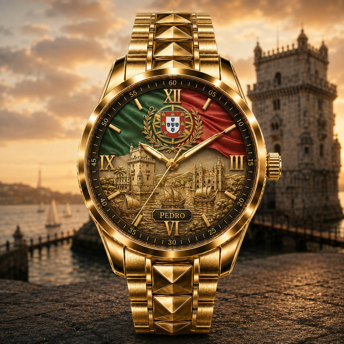 Custom Portuguese Heritage Watch — personalized with a custom name