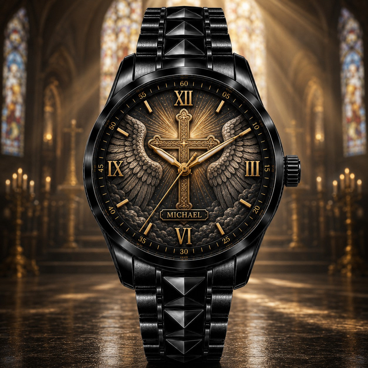 Custom Personalized Christian Cross Watch — personalized with a custom name