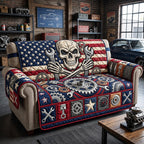 Us Mechanic Skull Sofa Cover