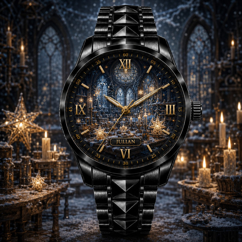 Custom Christmas Cathedral Candlelight Watch — personalized with a custom name