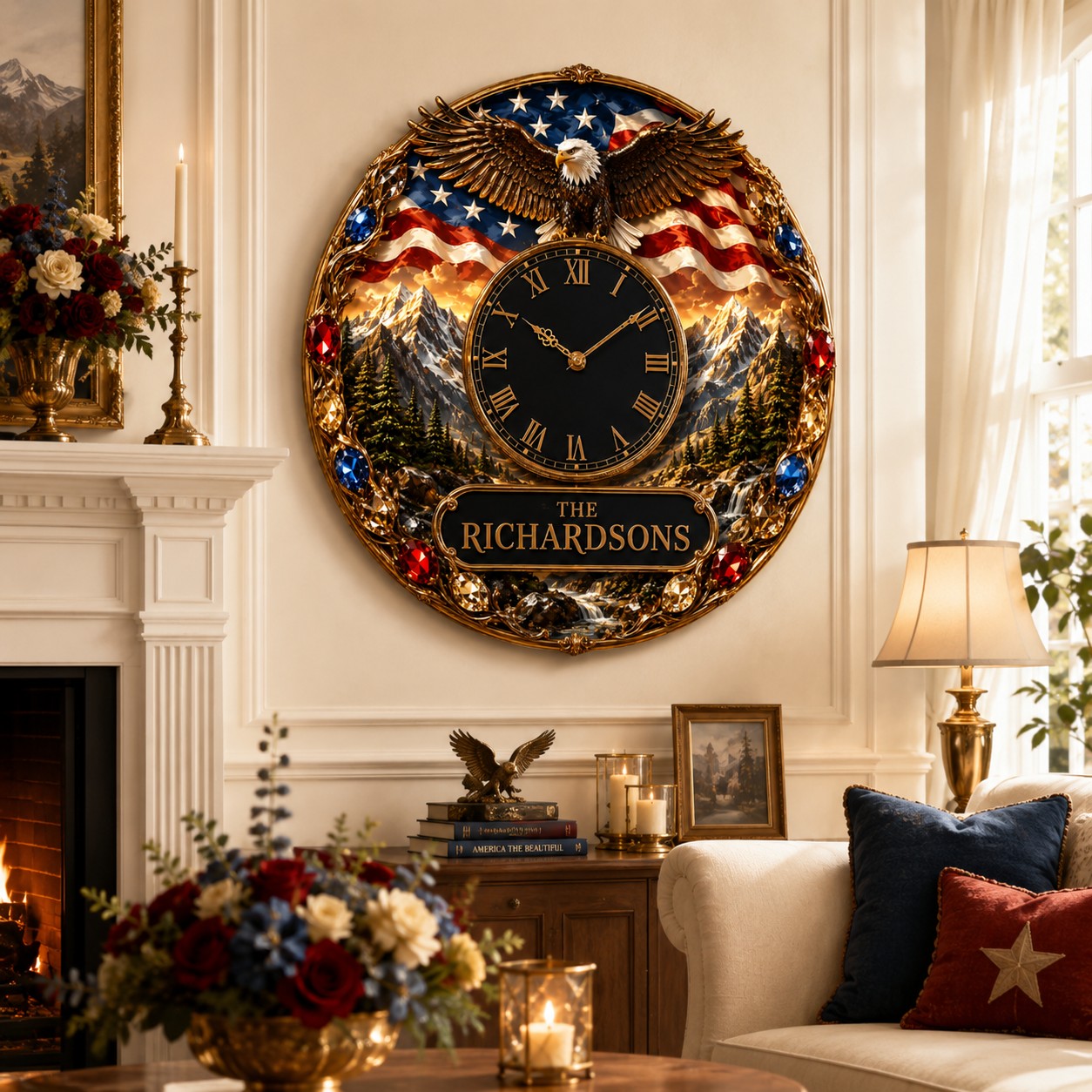 Personalized eagle wall clock — personalized with a custom name