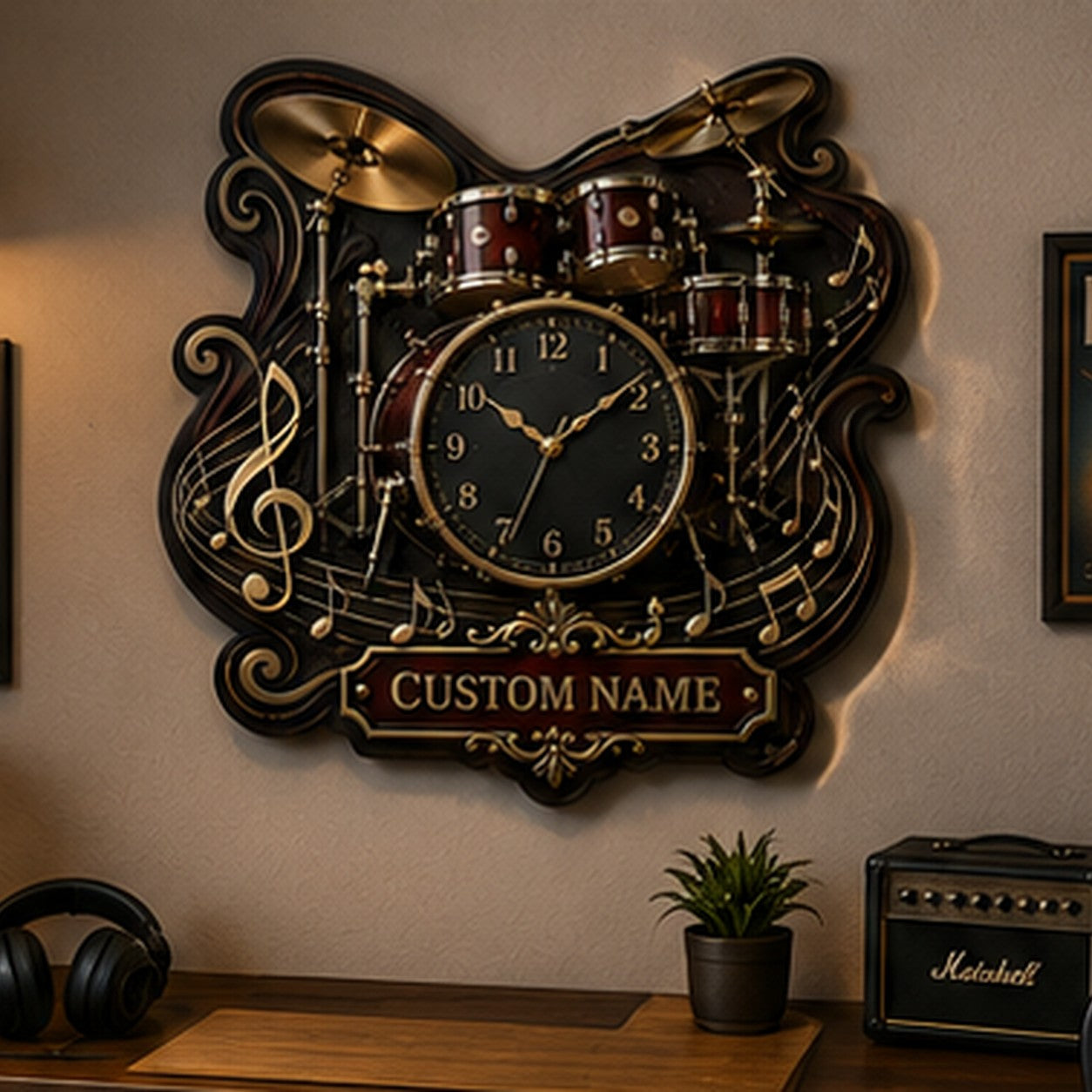 Rehearsal Spaces Custom Name Wall Clock — personalized with a custom name
