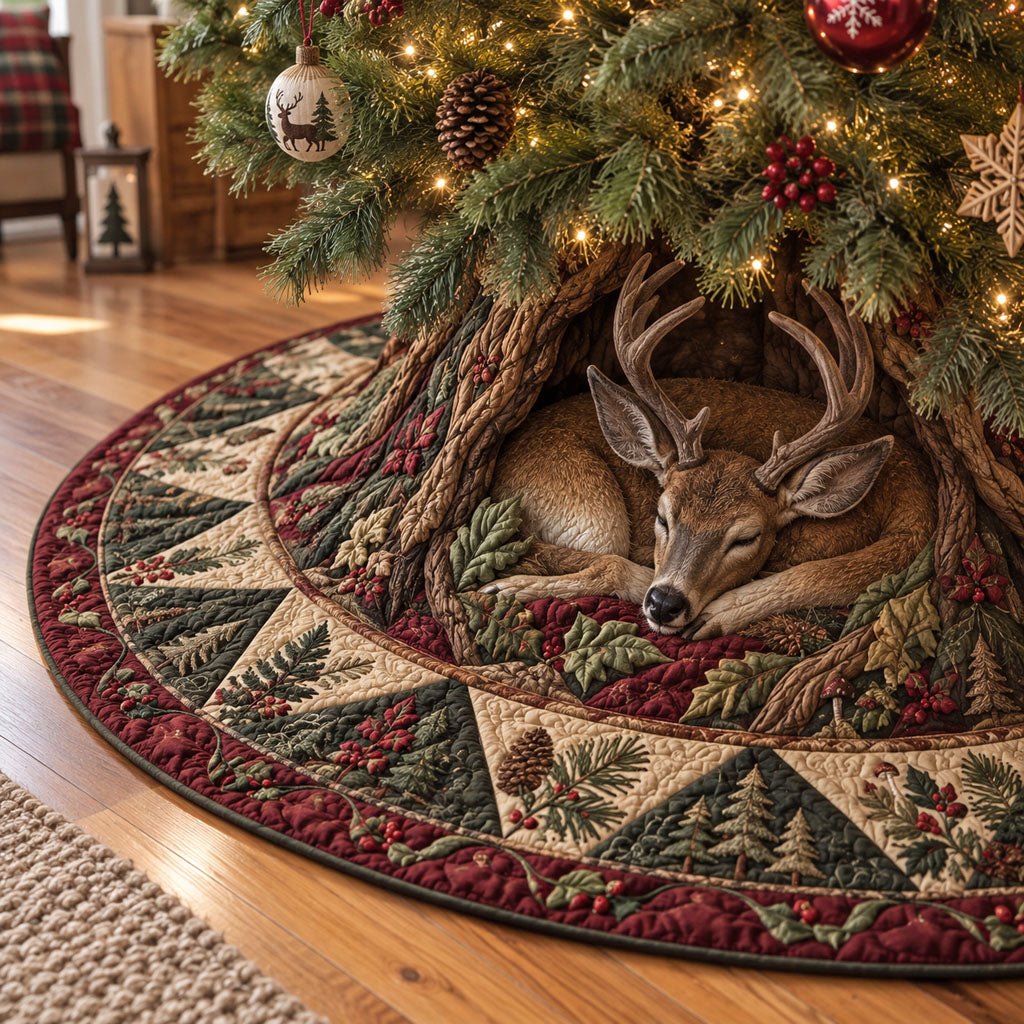 Under the Twinkling Evergreens Christmas Tree Skirt