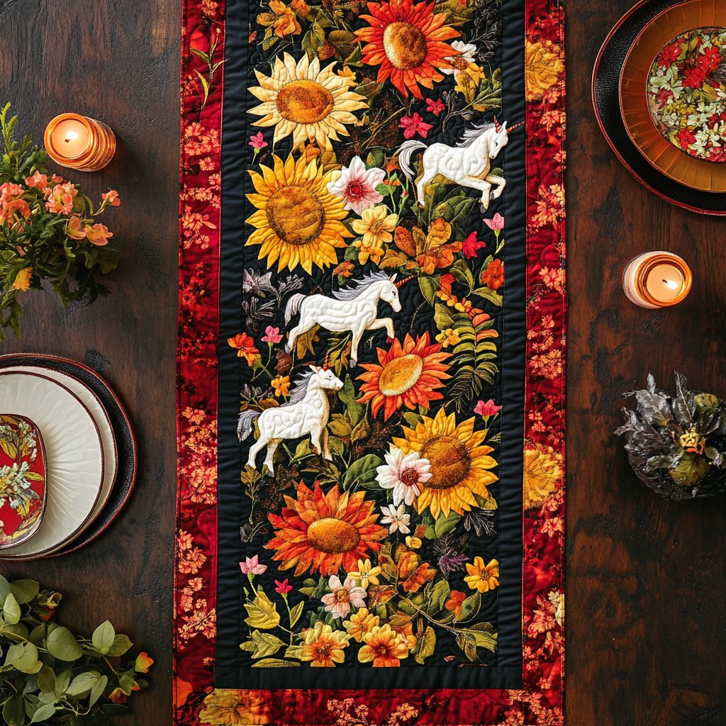 Unicorn Sunflower Table Runner