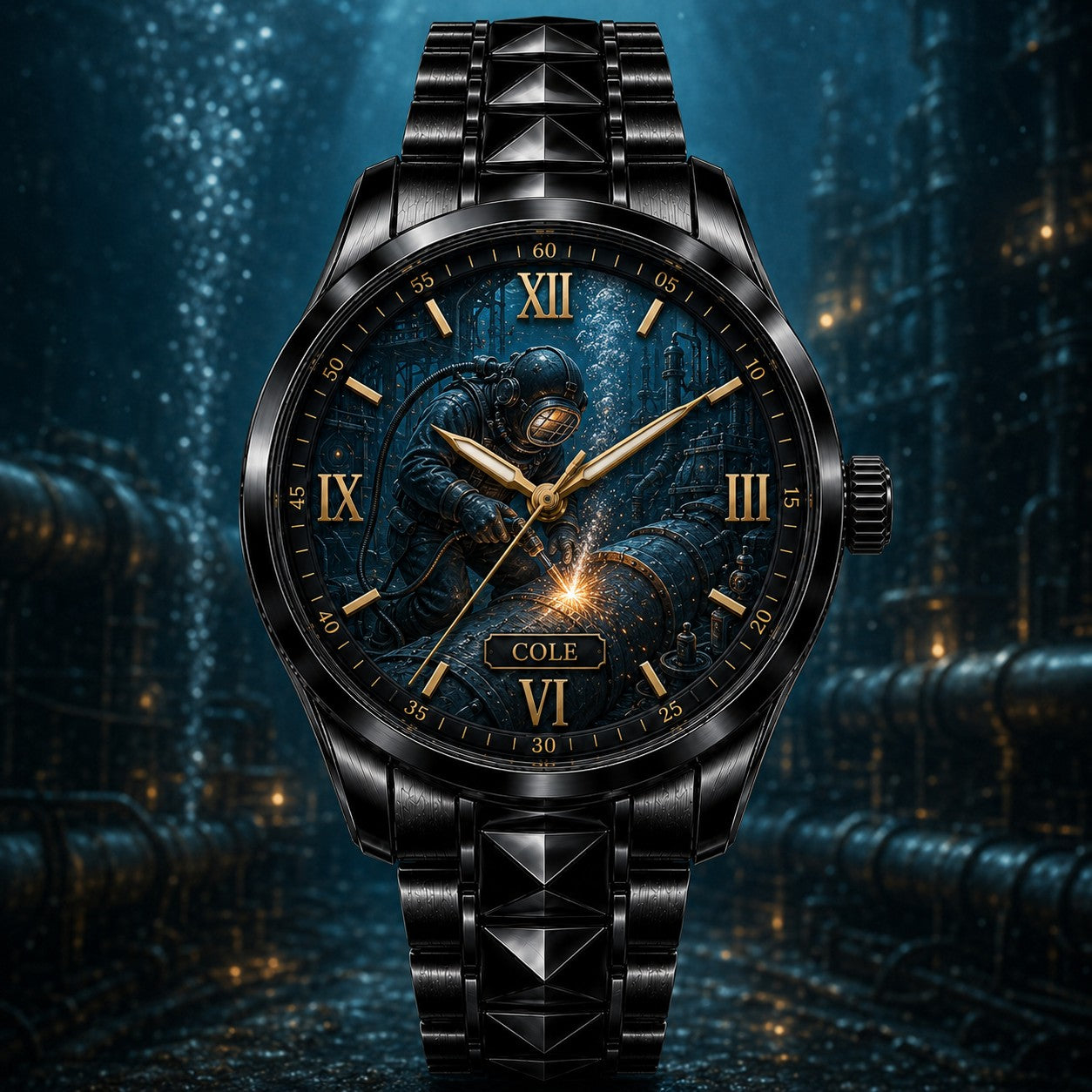 Custom Personalized Underwater Welder Watch — personalized with a custom name