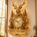 Deer lodge Custom Name Wall Clock — personalized with a custom name