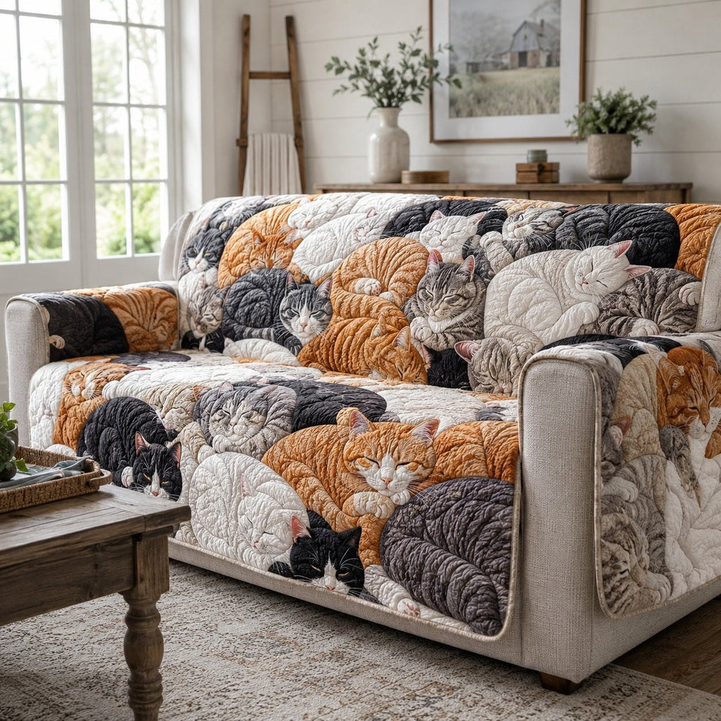 Vanilla Whisker Drift Sofa Cover