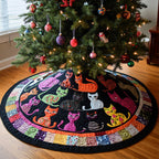 Rainbow Folk Cats on the Colour Ring Christmas Tree Skirt