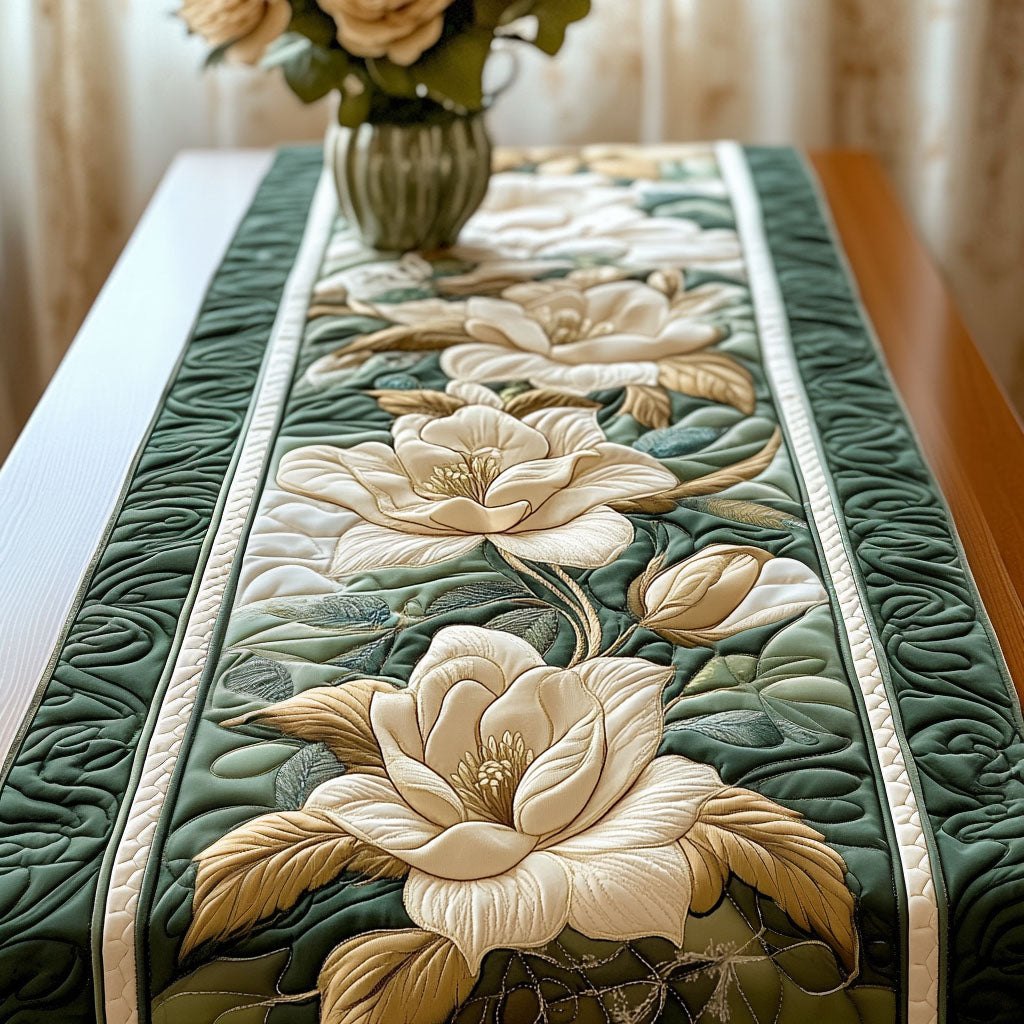 Verdant Magnolia Dream Table Runner