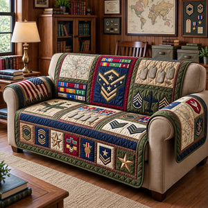 Ribbon Bar Chevron Veteran Honor Sofa Cover - Made to Order
