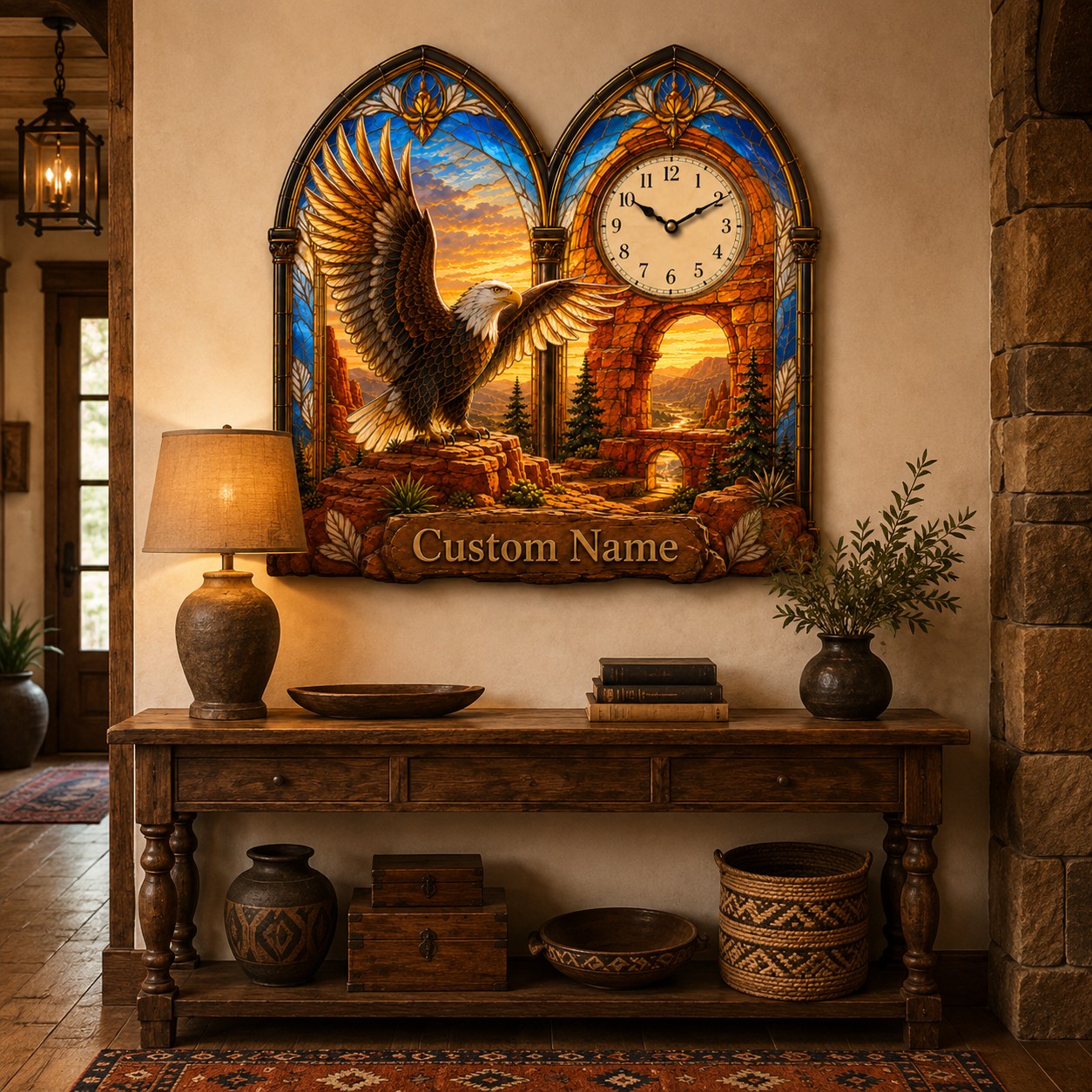 Eagle Custom Name Wall Clock — personalized with a custom name