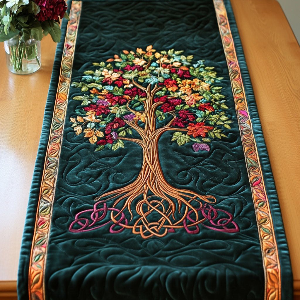 Vibrant Autumn Tree Table Runner