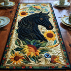 Vibrant Black Horse Table Runner