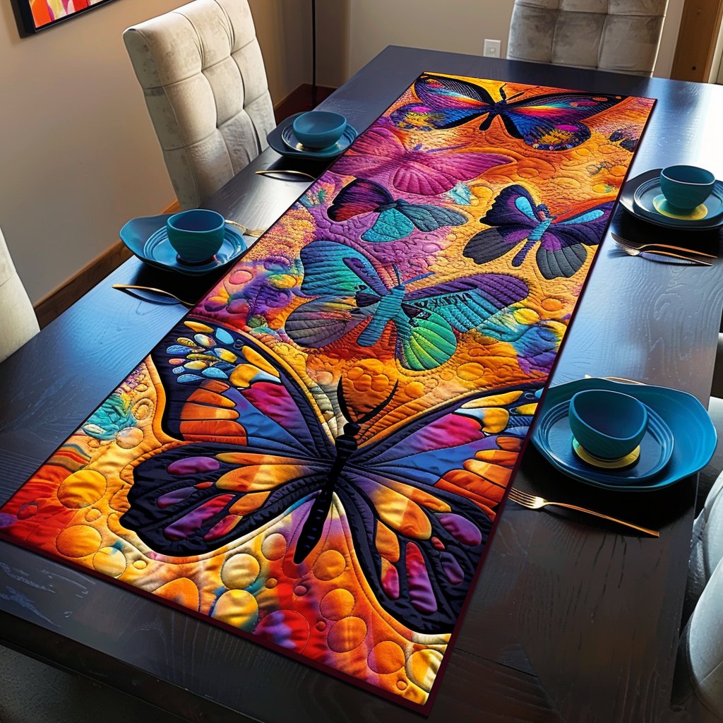 Vibrant Butterflies Table Runner