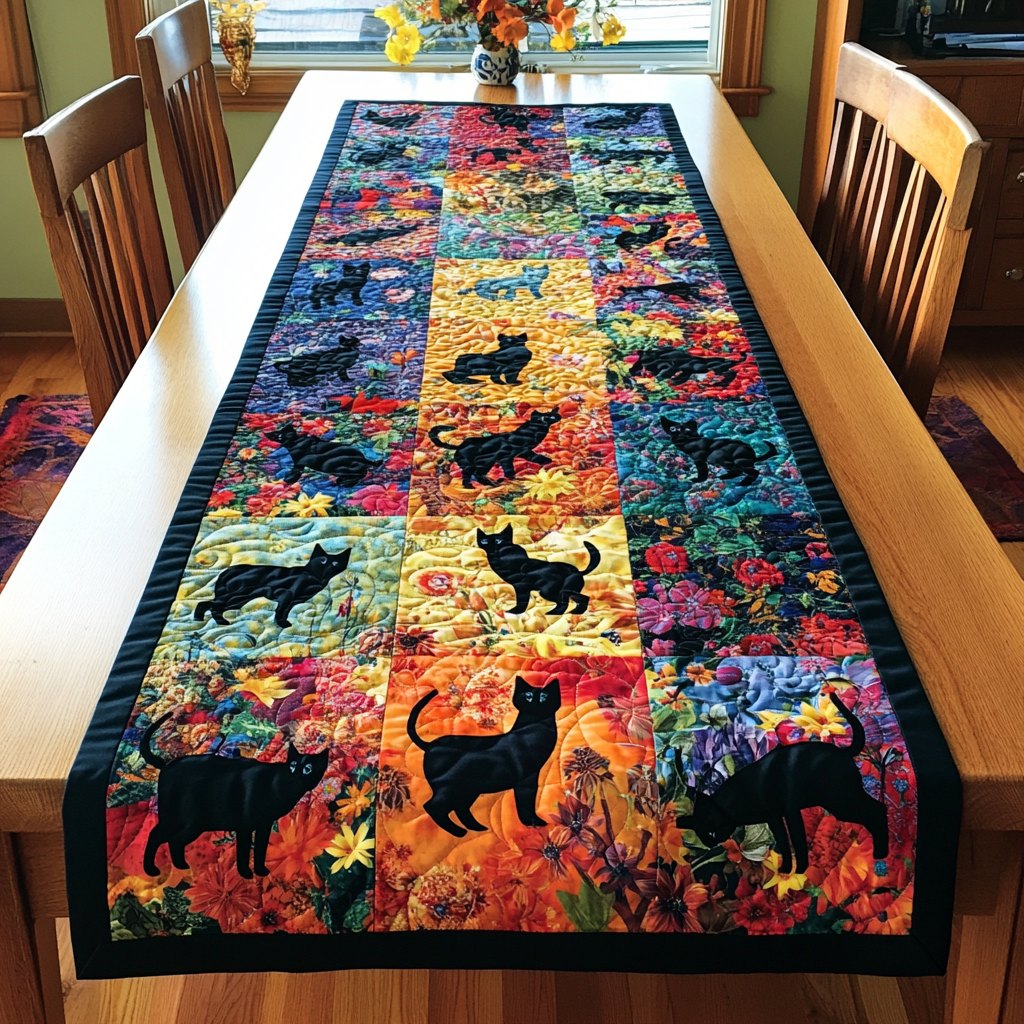 Vibrant Cute Cat Table Runner