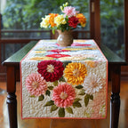 Vibrant Dahlia Garden Table Runner