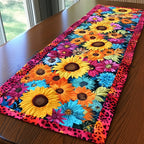 Sunflowers with Leopard Print Edge Table Runner