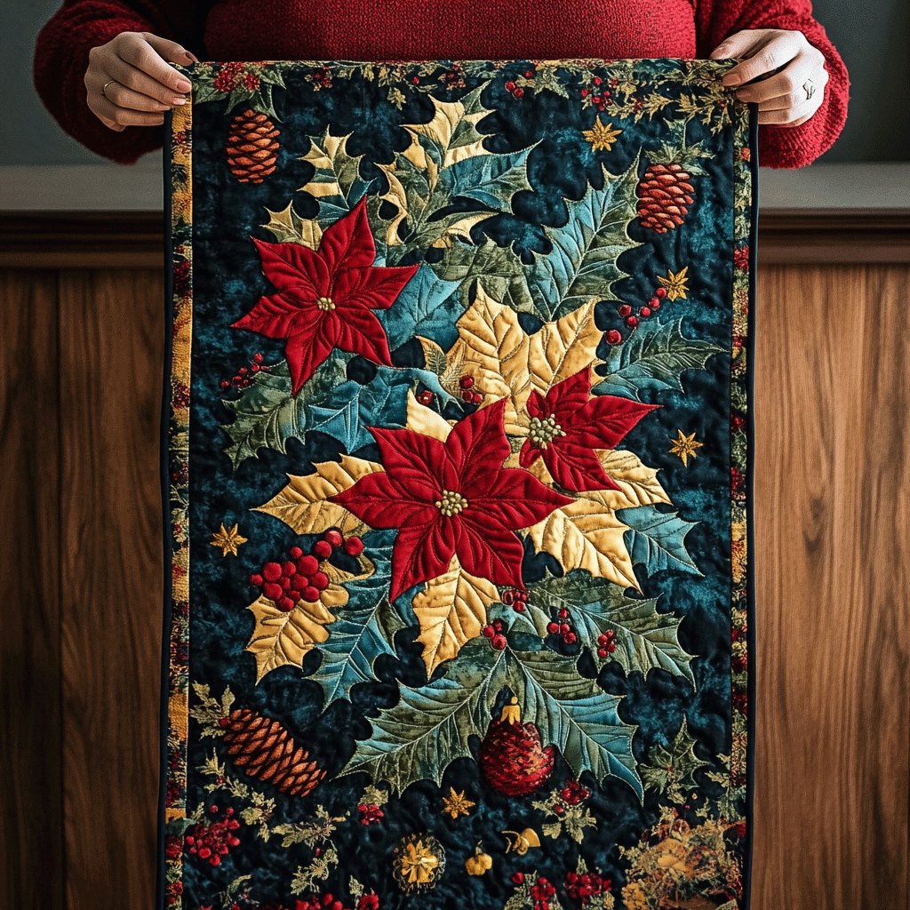 Vibrant Poinsettia Table Runner