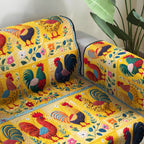 Vibrant Rooster Mosaic Sofa Cover