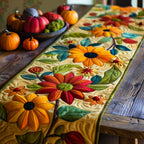 Colorful Daisies on Cream Panel Table Runner