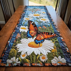Monarch Butterfly on White Daisy Table Runner