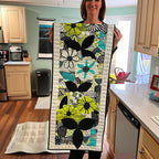 Black and Green Modern Flowers Table Runner