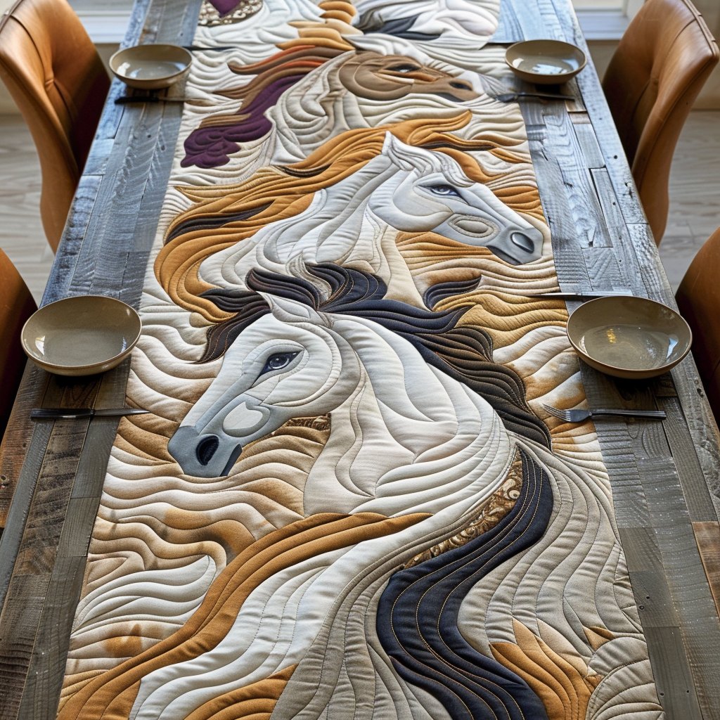 White Horse Head in Profile Table Runner