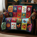 Garden Blooms on Jewel Coloured Squares Sofa Cover