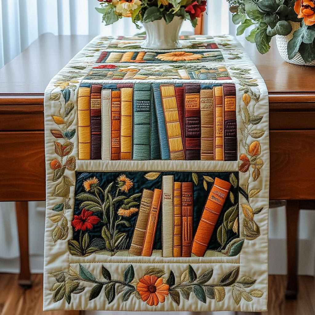 Vintage Books Blooms Table Runner
