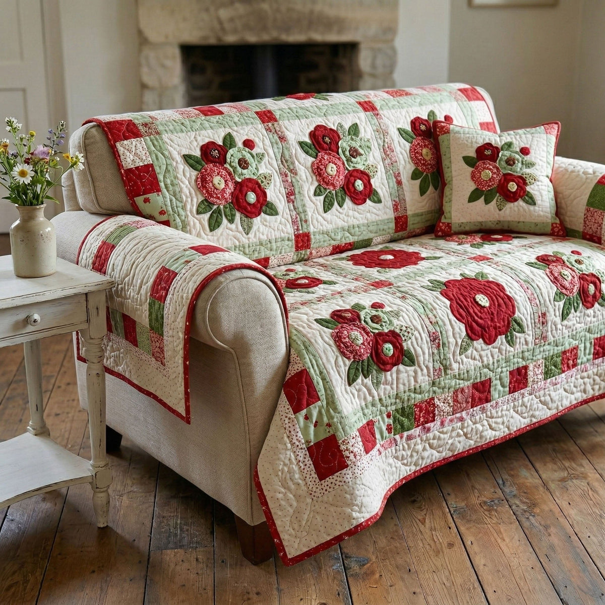 Vintage Floral Harmony Sofa Cover