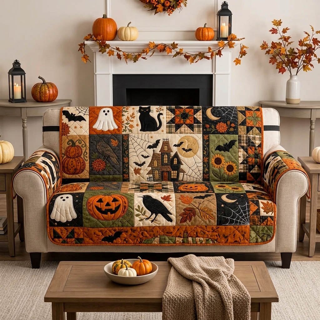 Vintage Halloween Manor Sofa Cover