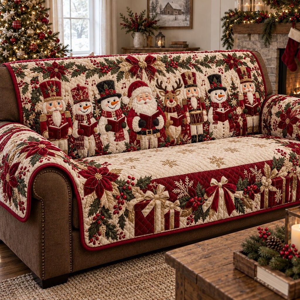 Vintage Noel Caroling Choir Sofa Cover