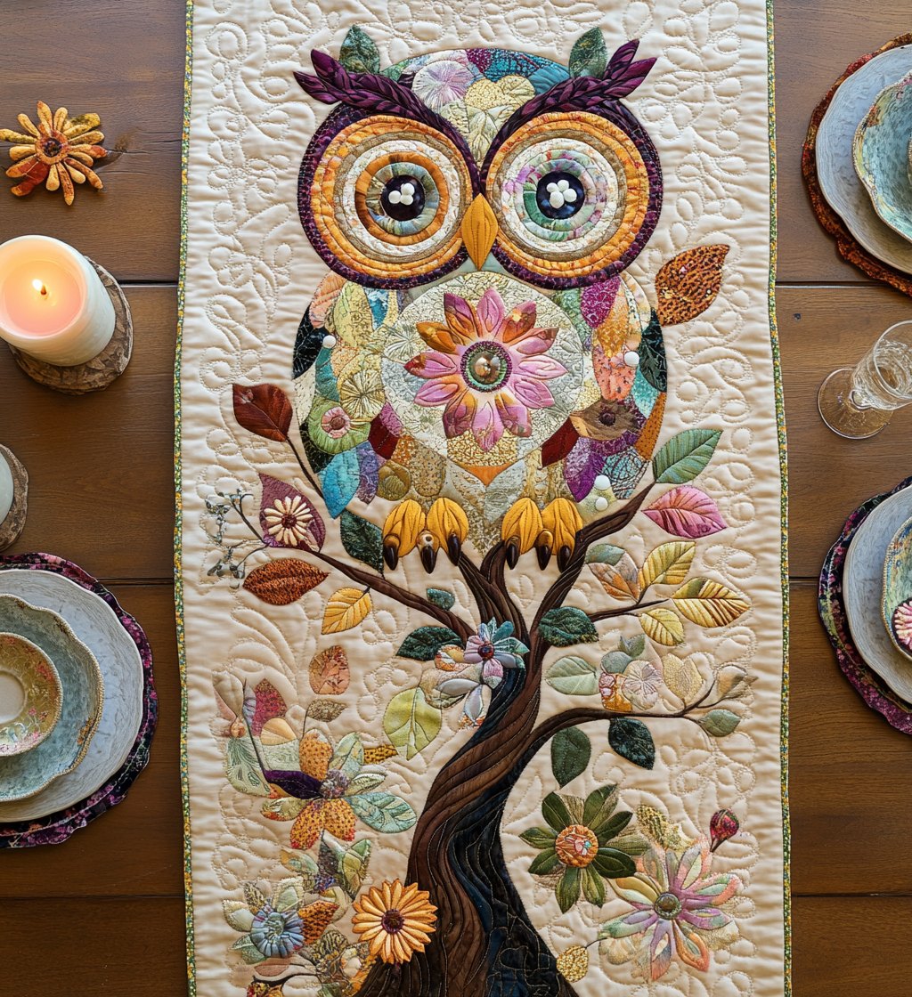 Vintage Owl Table Runner