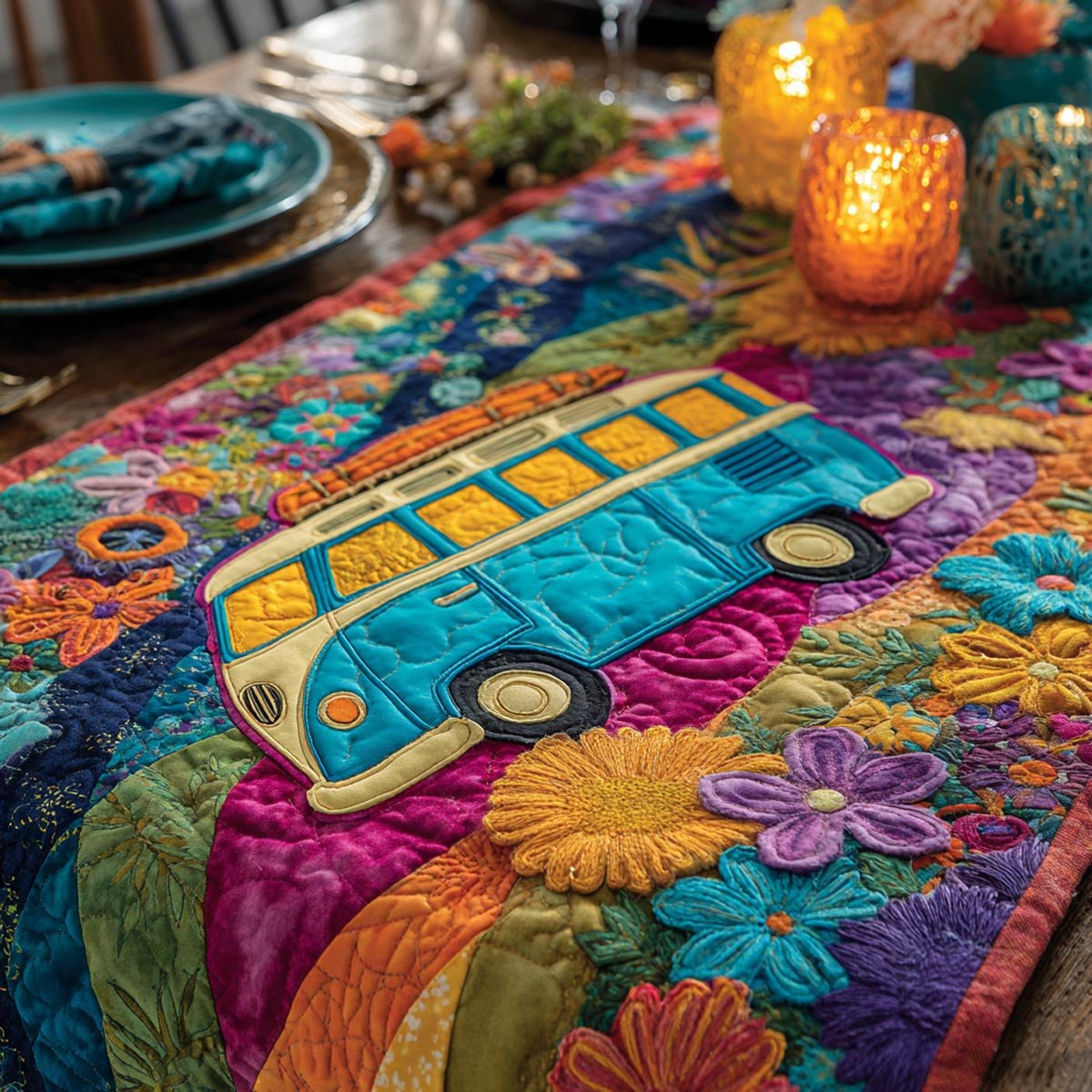 Vintage Peace Table Runner