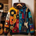 Vintage Soul Groove hoodie, all-over print