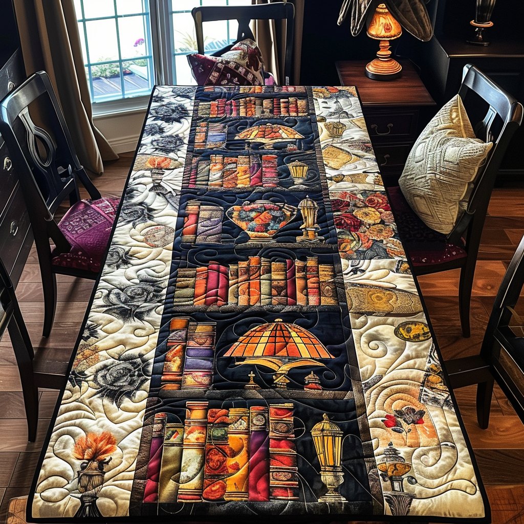 Autumn Bookshelf Blocks Table Runner