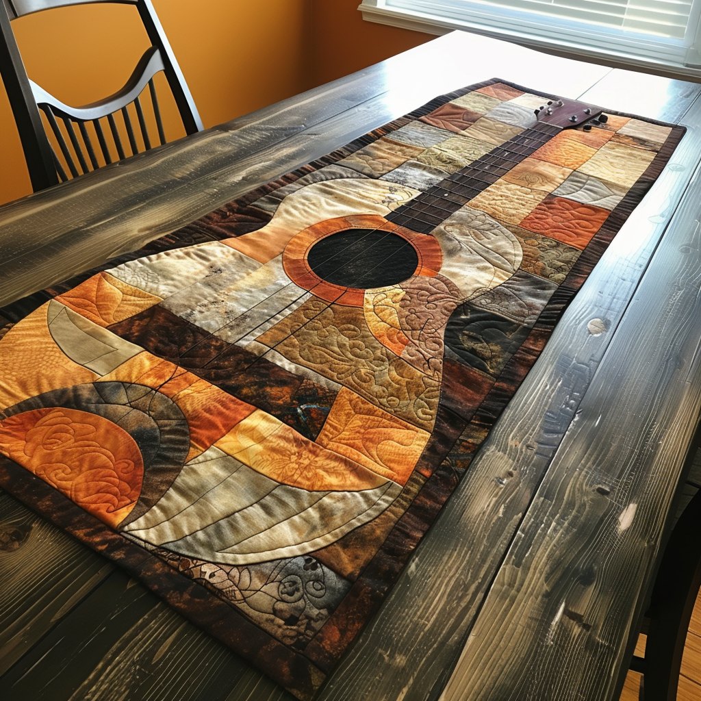 Vintage Guitar Vibes Table Runner
