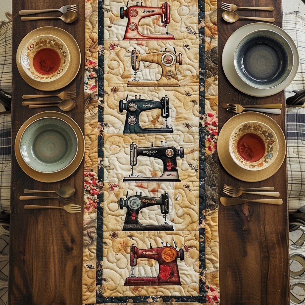 Vintage Sewing Machine Table Runner