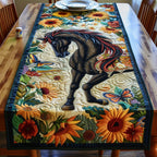 Vivid Black Horse Table Runner