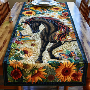 Vivid Black Horse Table Runner - Made to Order