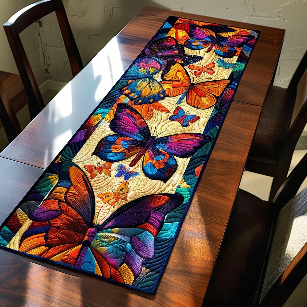 Vivid Butterflies Table Runner