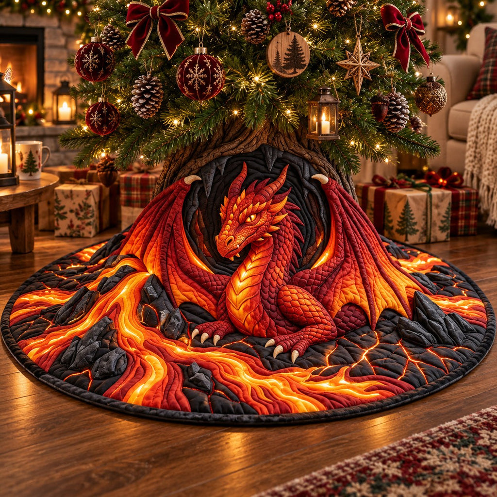 Volcano Dragon Christmas Tree Skirt