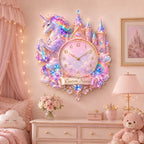 Personalized Unicorn Castle Wall Clock with a custom name set into the design