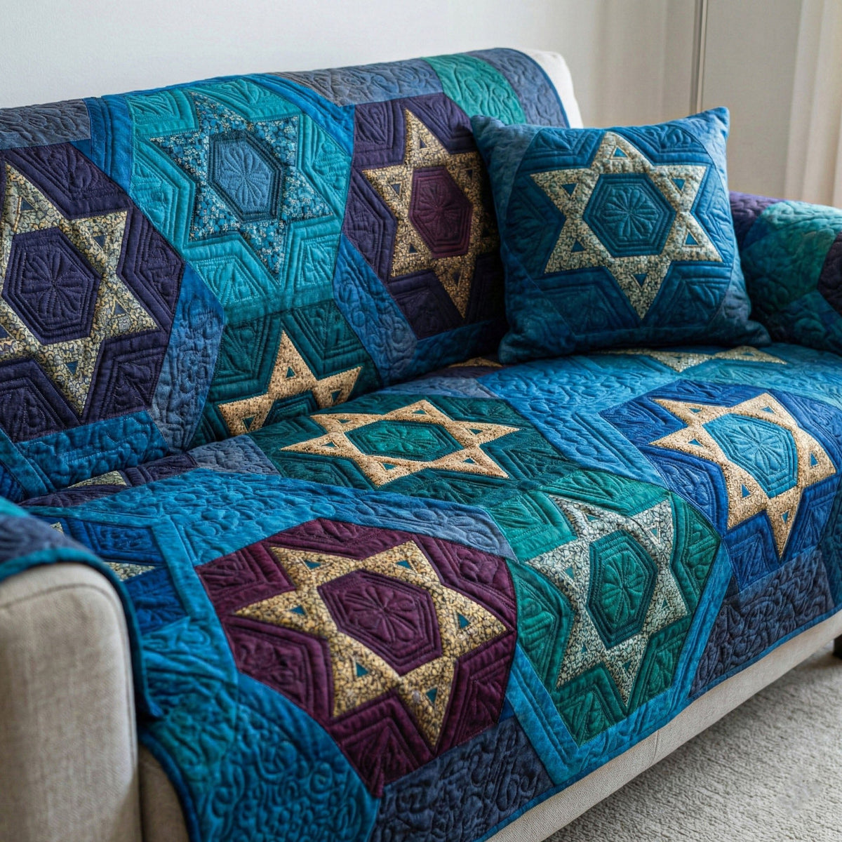 Warm Star Geometry Sofa Cover