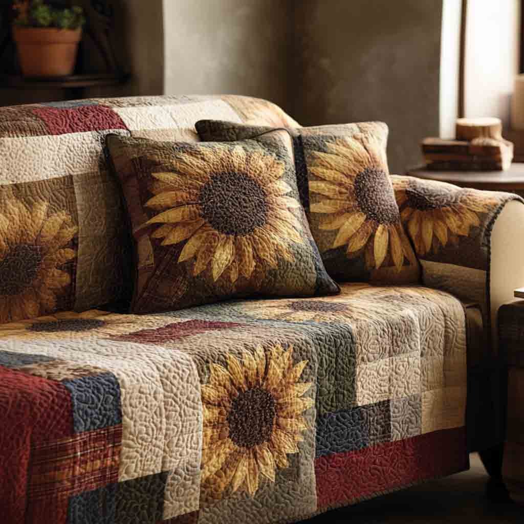 Warm Sunflower Glow Sofa Cover