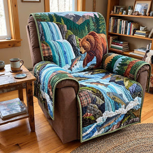 Waterfall Fishing Bear Sofa Cover - Made to Order